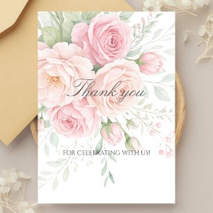 soft roses floral thank you card