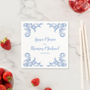 Soft Royal Blue Watercolor Flourish Napkin
