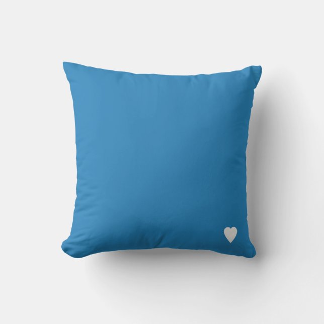 Soft Royal Pastel Blue Solid Colour With Heart Cushion (Front)