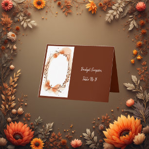Soft Rustic Autumn Florals Single Guest seat Card