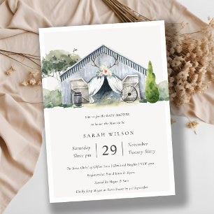 Soft Rustic Barnyard Farm Theme Baby Shower Invite