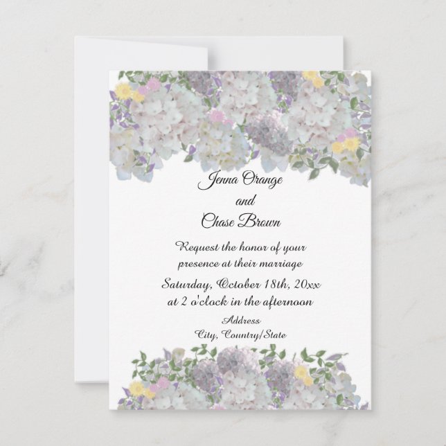 Soft Rustic Garden Flowers Wedding Invitation (Front)