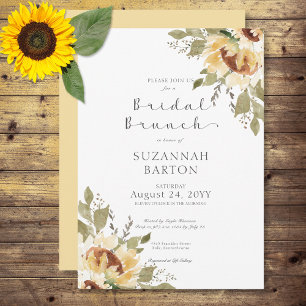 Soft Rustic Large Yellow Sunflowers Bridal Brunch Invitation