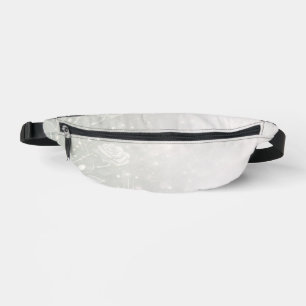 Soft sage and frosted white florals AI art Bum Bags
