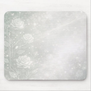 Soft sage and frosted white florals is a feminine mouse mat
