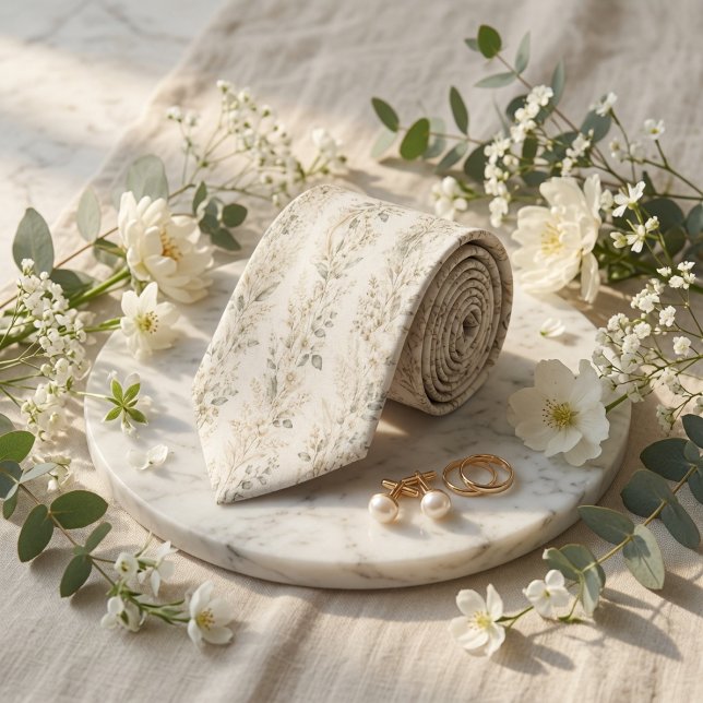 Soft Sage Botanical Garden Wedding Tie (Creator Uploaded)