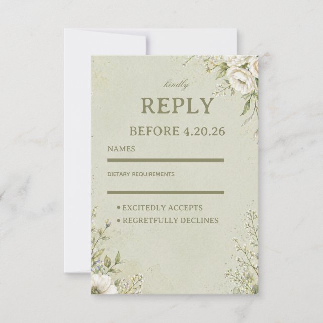 Soft Sage Botanical RSVP Card (Front)