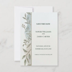 Soft Sage Botanical Save The Date Card