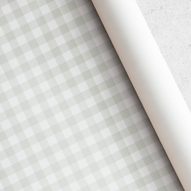 Soft Sage Buffalo Check Berry First Birthday Wrapping Paper (Creator Uploaded)