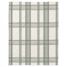 Soft Sage Cream Plaid Aesthetic Fleece