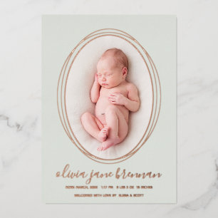 Soft Sage Green Baby Photo Birth Announcement