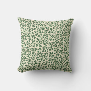 Soft Sage Green Botanical Leaf Foliage Pattern Cushion