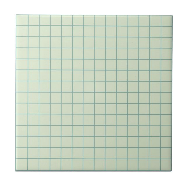 Soft Sage Green Chequered Pattern Retro Minimalist Tile (Front)