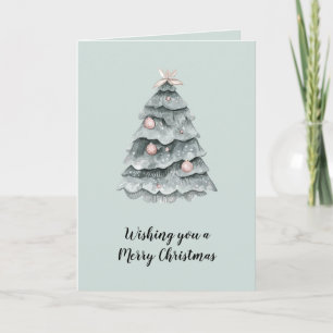 Soft Sage Green Christmas Blush Tree Ornament Card