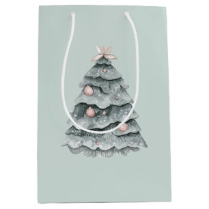 Soft Sage Green Christmas Blush Tree Ornament Medium Gift Bag
