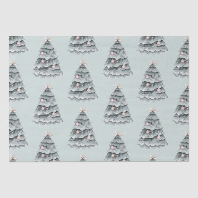 Soft Sage Green Christmas Blush Tree Ornament Tissue Paper (Front)