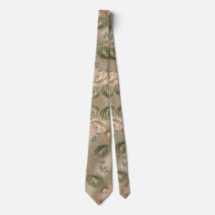 Soft Sage Green & Cream Rose Tie