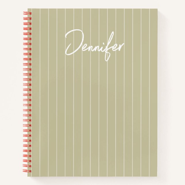 Soft Sage Green Customised Handwritting Name Notebook (Front)