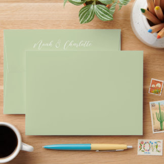 Soft Sage Green Earth Tones Wedding Envelope