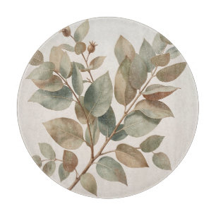 Soft Sage Green Eucalyptus Leaves Botanical Cutting Board
