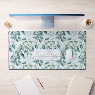 Soft Sage Green Eucalyptus Watercolour-style Desk Mat