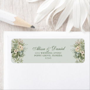 Soft Sage Green Floral Address Label
