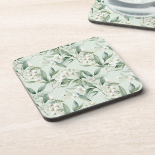 Soft Sage Green Floral Eucalyptus Coaster