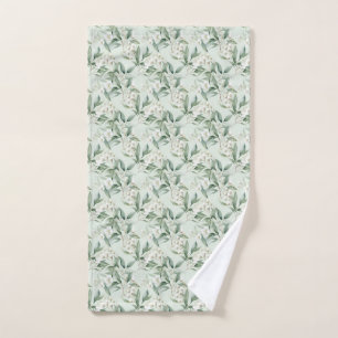 Soft Sage Green Floral Eucalyptus Hand Towel