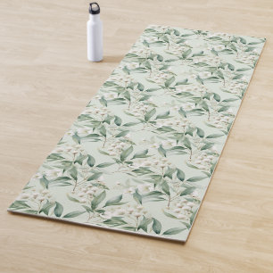 Soft Sage Green Floral Eucalyptus Yoga Mat