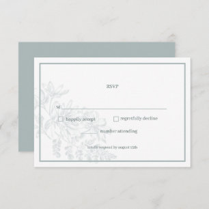 Soft Sage Green Floral Simple Wedding RSVP Card