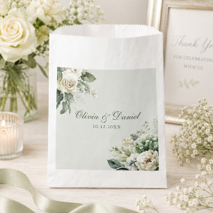 Soft Sage Green Floral Wedding Favour Bag