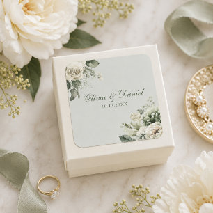 Soft Sage Green Floral Wedding Sticker