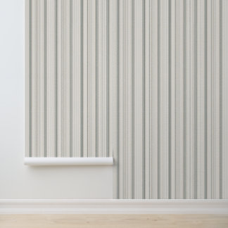 Soft Sage Green & Ivory Vertical Stripe Minimalist Wallpaper