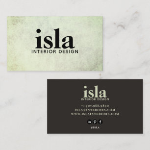 Soft Sage Green Texture Interior Designer Business Card