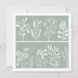 Soft Sage Green Whimsical Botanical Silhouettes Card