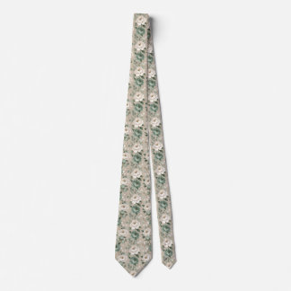 Soft Sage Green & White Floral  Tie