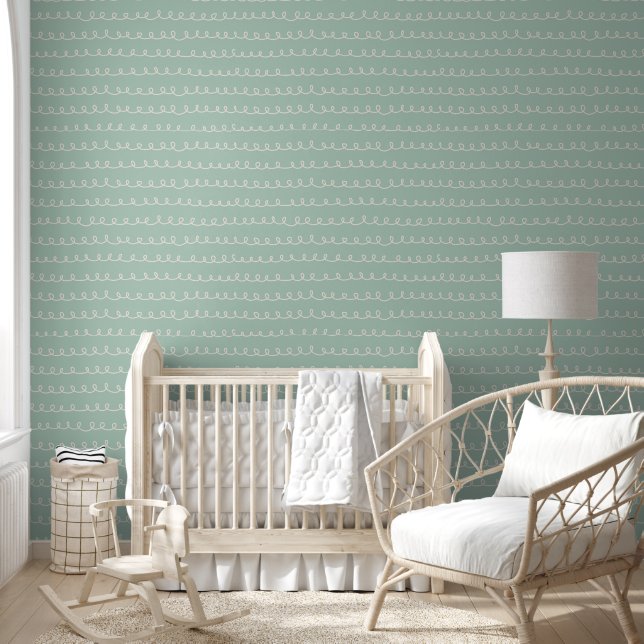 Soft Sage Green Wire Pattern Room Wallpaper (Kids)