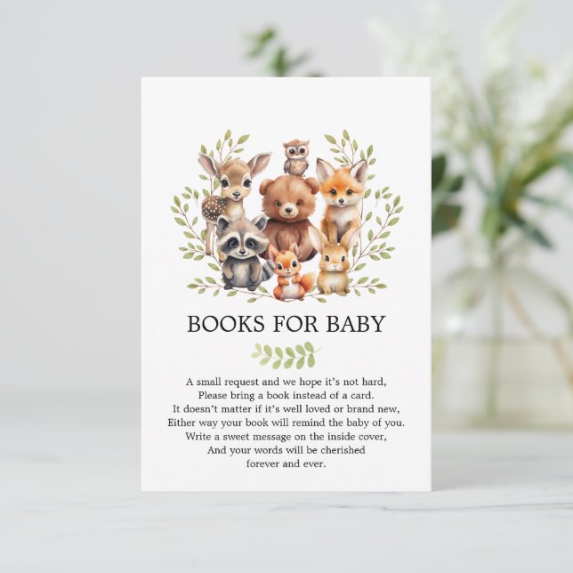 Soft Sage Green Woodland Animals Books for Baby Enclosure Card (Standing Front)