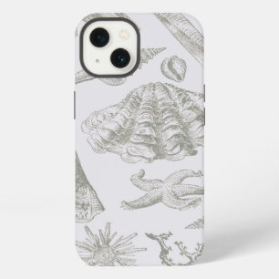 Soft Sage Grey Seashell Sketch Antique Nature iPhone 13 Case