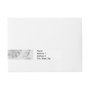 Soft Sage Grey Seashell Sketch Antique Nature Wraparound Address Label