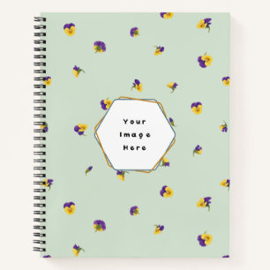 Soft Sage Japanese Purple Yellow Viola Floral Patt Notebook