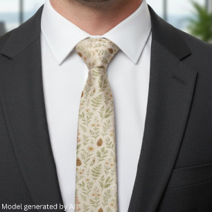 Soft Sage Neutral Wildflower Botanical Tie