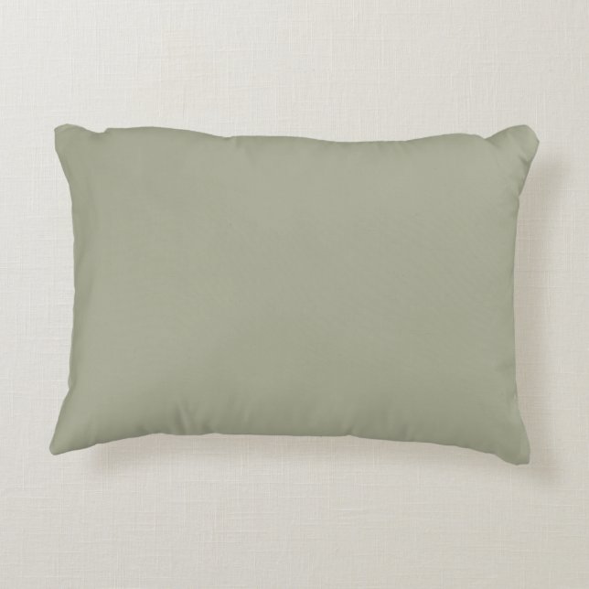 Soft Sage Pastel Green Solid Colour - Olive Sprig Decorative Cushion (Back)