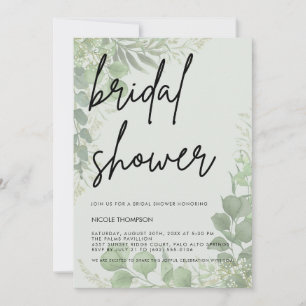 Soft Sage Script Modern Bridal Shower Invitation