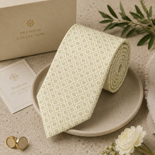 Soft Sage Warm Ivory Estate Micro Diamond Tie