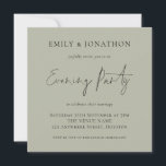 Soft Sage Wedding Evening Party Invite<br><div class="desc">Soft Light Sage Green Wedding Evening Party Invite. An elegant set handwriting style for Evening Party and the rest of the text you can easily personalise. The text and background colours can be changed to any or four choice via the customise further option.</div>