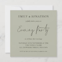 Soft Sage Wedding Evening Party Invite
