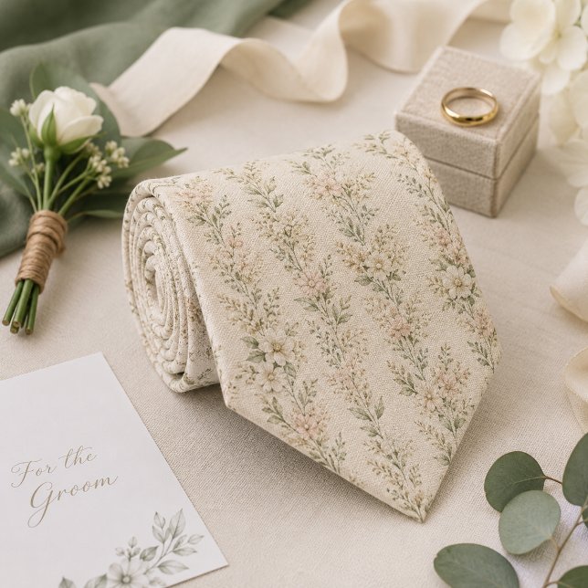 Soft Sage Wildflower Wedding Tie (Creator Uploaded)