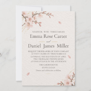 Soft Sakura Cherry Blossom Japanese Garden Wedding Invitation