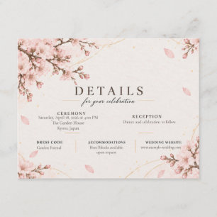 Soft Sakura Cherry Blossom Japanese Wedding Detail Invitation
